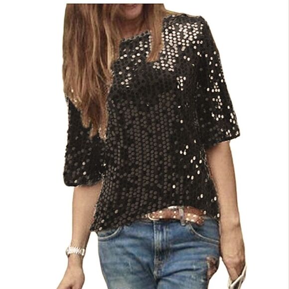 J CREW  Sequined  Boatneck Top - Picture 1 of 3